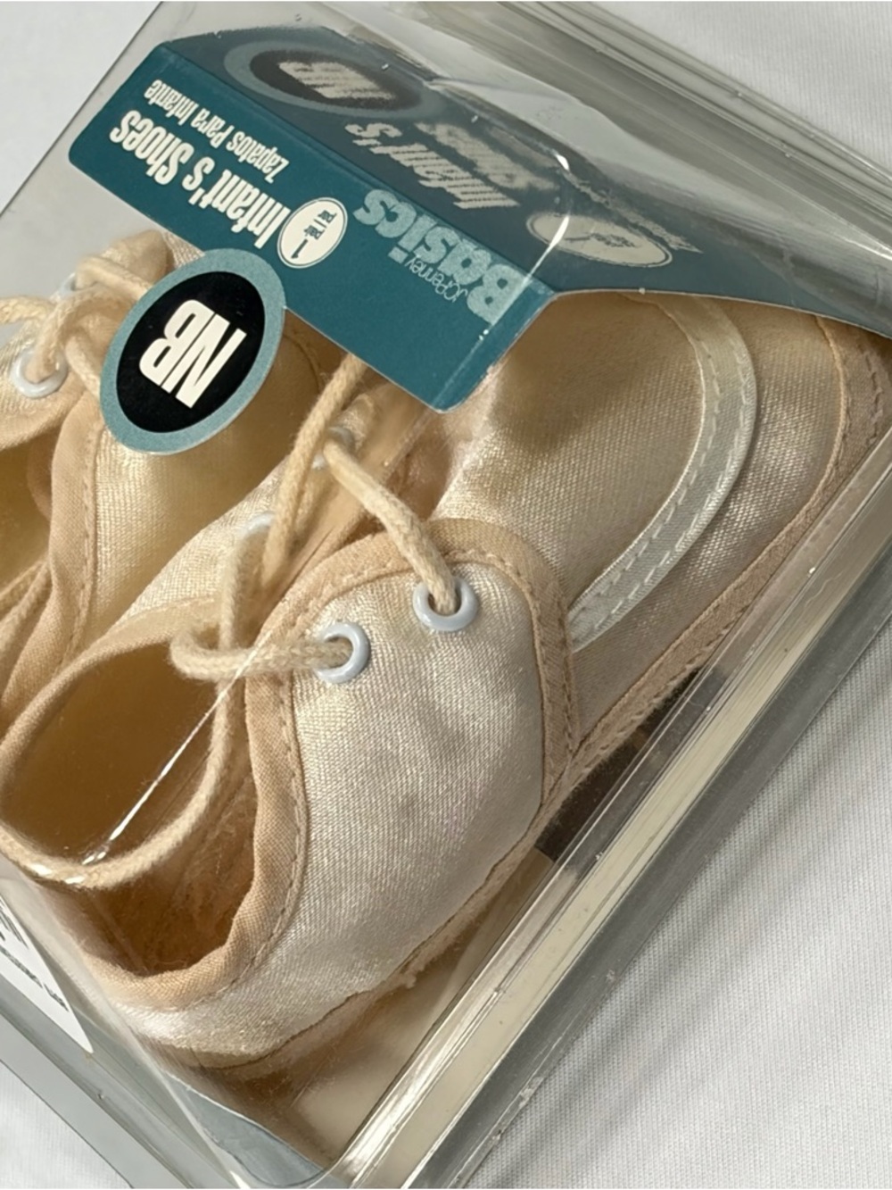 JCPenney Cream Satin Infant Shoes NB Christening Baptism Formal Vintage